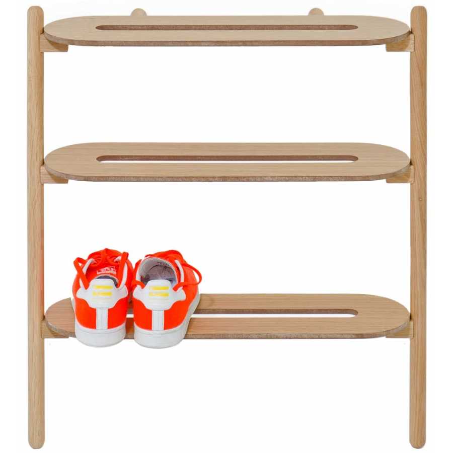 Wireworks Heel Bar Wall Leaning Shoe Rack - Natural Oak - 9 Pairs